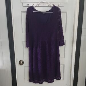 torrid Deep Purple Lace Long-Sleeve Scoop Dress